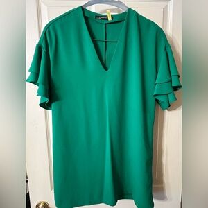 Zara Green Ruffle Sleeve Dress